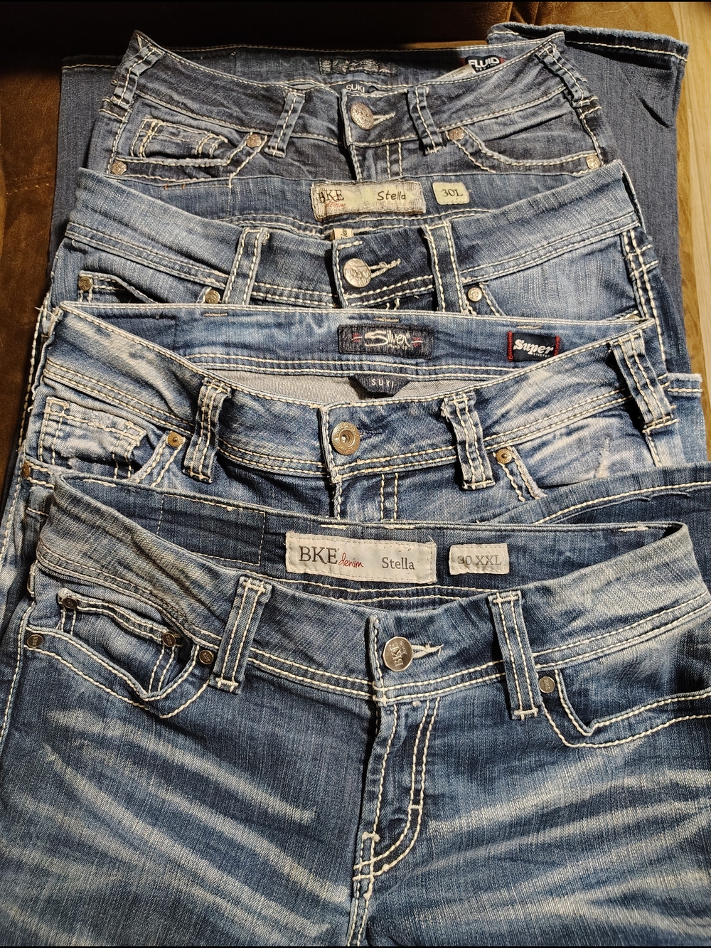 Silver and BKE Women's Blue Denim Boot Cut Jeans And 1 Capri.